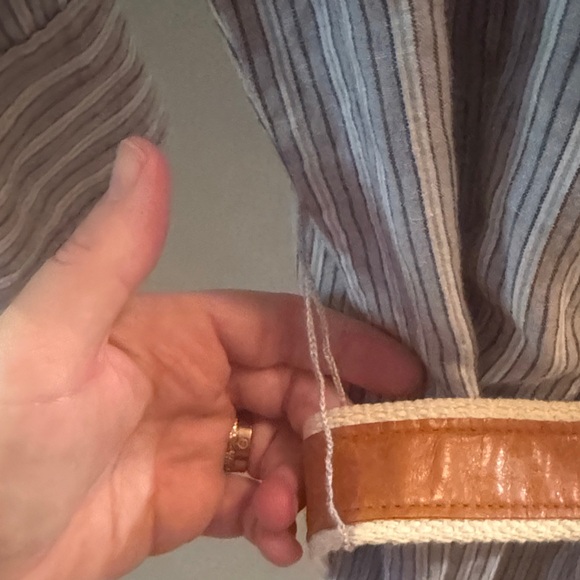 Elizabeth and James Striped Gray Dress with Tan Belt - Picture 7 of 9